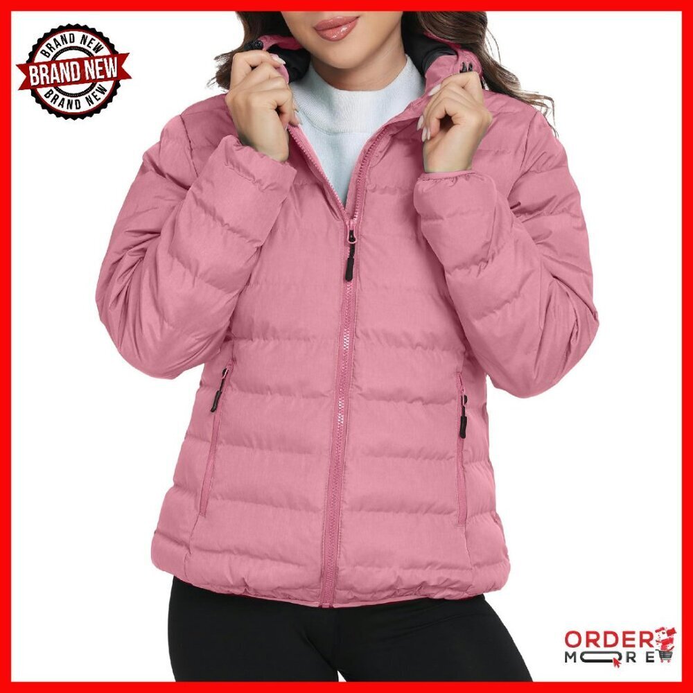 Women's Lightweight Puffer Jacket Hooded Windproof Winter Coat